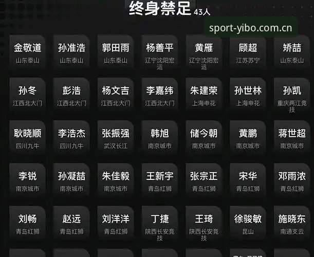 足协第三批禁足名单解读指南：亿博体育平台带您看懂中国足球反腐新动向